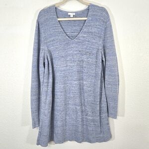 Pure Jill J. Jill Long Sleeve Marled Light Blue Long Tunic Top Boho Prairie, XL